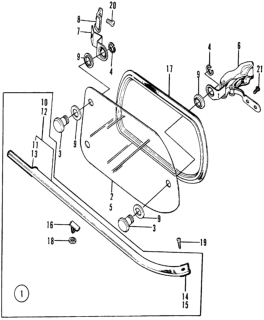 1975 Honda Civic 3 Door ** (1200) ** HMT Quarter Window Diagram