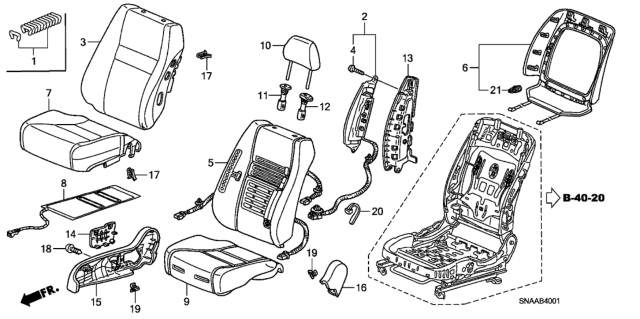 2009 Honda Civic Front Seat (Passenger Side) Diagram