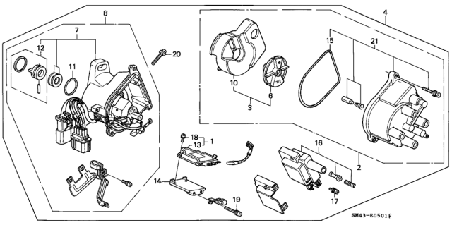 1991 Honda Accord Head Kit, Rotor Diagram for 06304-PT2-J00