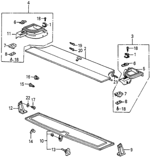 1985 Honda Accord Shelf Assy., L. Side *B32L* (DEW BLUE) Diagram for 83890-SA5-020ZK