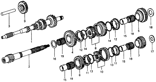 1975 Honda Civic 4MT Transmission Gears Diagram