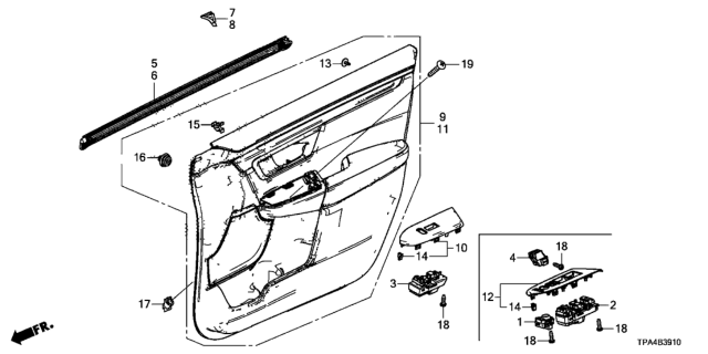 2021 Honda CR-V Hybrid Front Door Lining Diagram