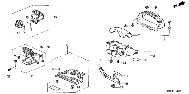 2004 Honda Civic 4 Door MX (HYBRID) KL 5MT Instrument Panel Garnish (Driver Side) Diagram