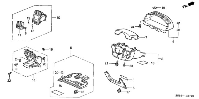 2003 Honda Civic Instrument Panel Garnish (Driver Side) Diagram