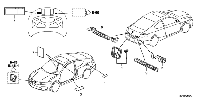 2013 Honda Accord Emblem (H) Diagram for 75701-T3L-A01