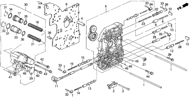 1994 Honda Prelude 2 Door S KA 4AT AT Main Valve Body Diagram