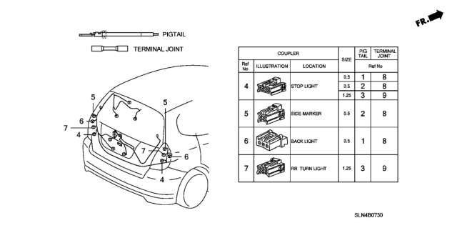 2007 Honda Fit Electrical Connector (Rear) Diagram