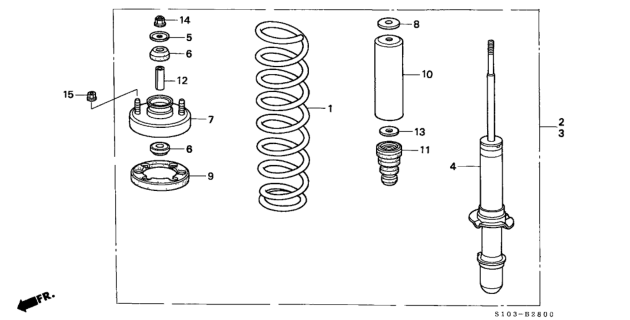 2001 Honda CR-V Shock Absorber Assembly, Left Front Diagram for 51602-S10-A31