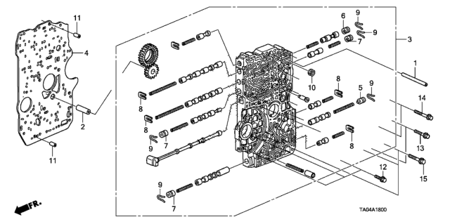 2008 Honda Accord AT Main Valve Body (V6) Diagram