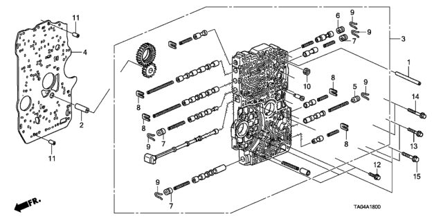 2010 Honda Accord AT Main Valve Body (V6) Diagram