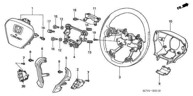 2006 Honda Element Switch Assembly, Audio Remote Diagram for 35880-SCV-A01