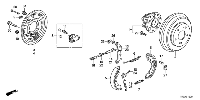 2013 Honda Civic Rear Brake (Drum) Diagram