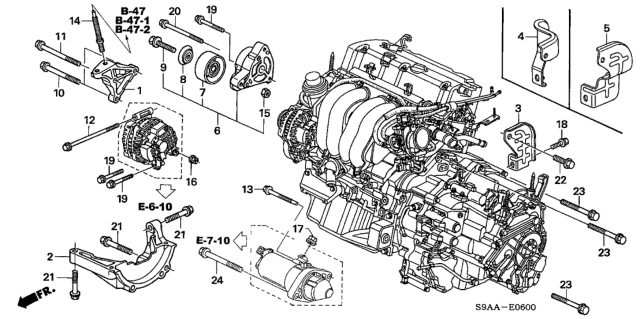 2006 Honda CR-V Engine Mounting Bracket Diagram