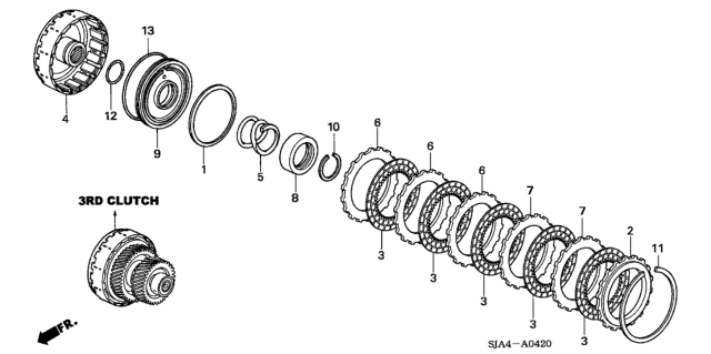 2005 Honda Accord Hybrid Disk, Clutch Diagram for 22644-RDK-A01