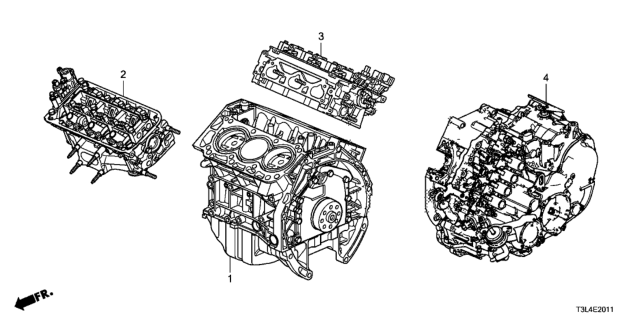 2014 Honda Accord Engine Sub-Assembly, Front Head Diagram for 10004-5G2-A01