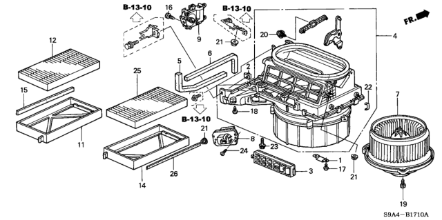 2004 Honda CR-V Blower Sub-Assy. Diagram for 79305-S9A-A01
