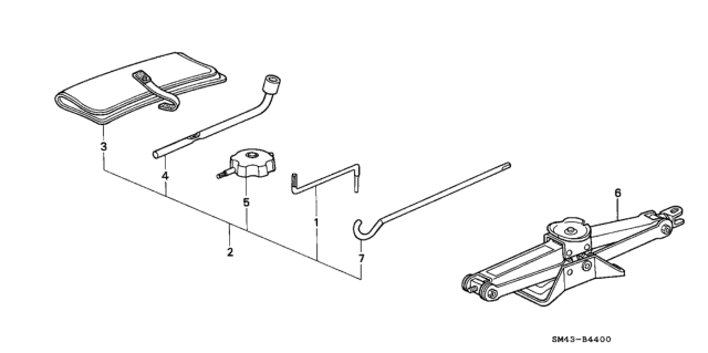 1991 Honda Accord Bag, Tool Diagram for 89101-SK7-A00