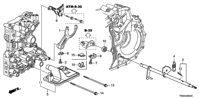 2009 Honda Fit Fork, Reverse Shift Diagram for 24111-RPC-000