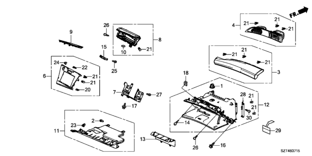 2011 Honda CR-Z Instrument Panel Garnish (Passenger Side) Diagram