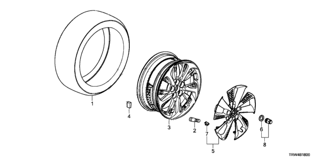 2021 Honda Clarity Plug-In Hybrid Wheel, Alloy (18X8J) Diagram for 42800-TRT-N90