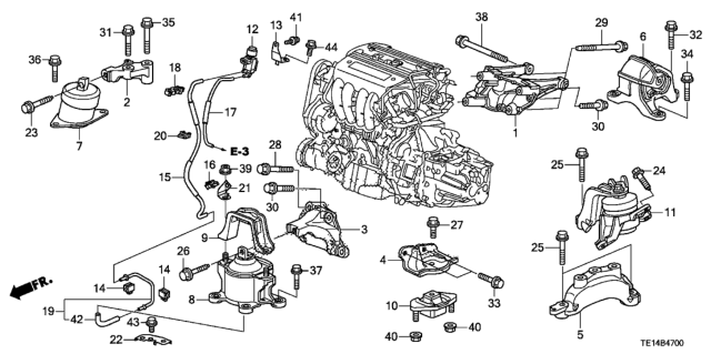 2012 Honda Accord Engine Mounts (L4) Diagram