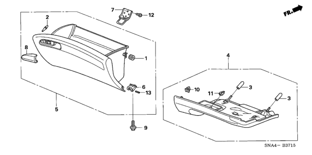 2008 Honda Civic Instrument Panel Garnish (Passenger Side) Diagram