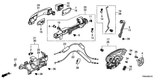 2020 Honda Accord Hybrid Latch Assembly, Right Rear Door Power Diagram for 72610-TVA-A01