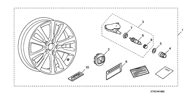 2013 Honda Civic Wheel, Alloy (18") Diagram for 08W18-TR0-100