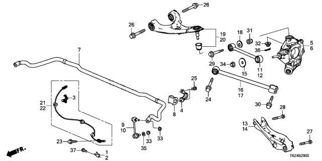 2019 Honda Ridgeline Arm, Left Rear (Upper) Diagram for 52520-T6Z-A03