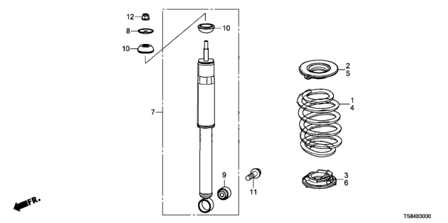 2014 Honda Civic Spring, Left Rear Diagram for 52446-TS8-B41