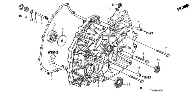 2014 Honda Insight AT Flywheel Case Diagram