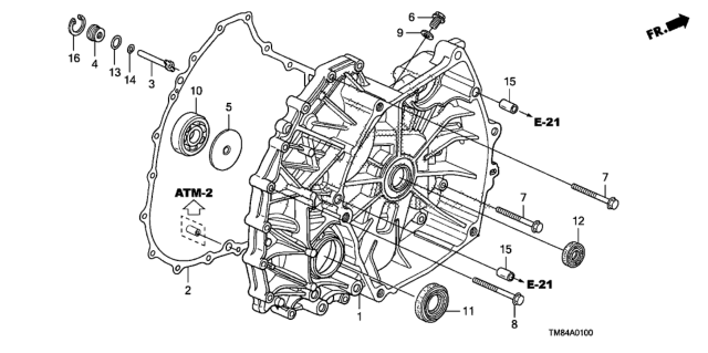 2010 Honda Insight AT Flywheel Case Diagram