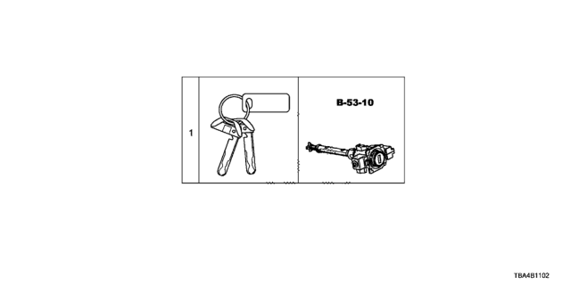 2017 Honda Civic 4 Door TOUR KA CVT Key Cylinder Set (Smart) Diagram