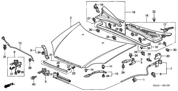 2001 Honda Civic Hood Diagram