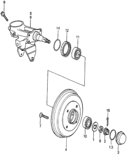 1985 Honda Accord Carrier, L. RR. Hub Diagram for 52215-SA5-670