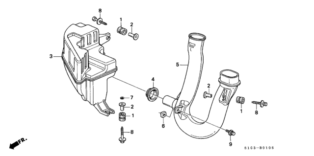 1998 Honda CR-V 5 Door EX KA 4AT Resonator Chamber Diagram
