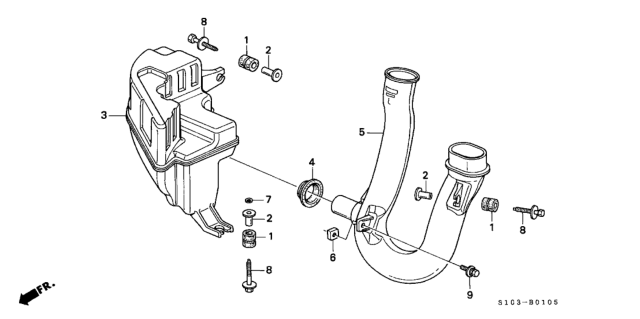 1998 Honda CR-V Chamber, Resonator Diagram for 17230-P3F-000