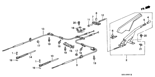 1986 Honda Accord Lever Assy., Parking Brake *YR89L* (PALMY BROWN) Diagram for 47105-SE0-A00ZD