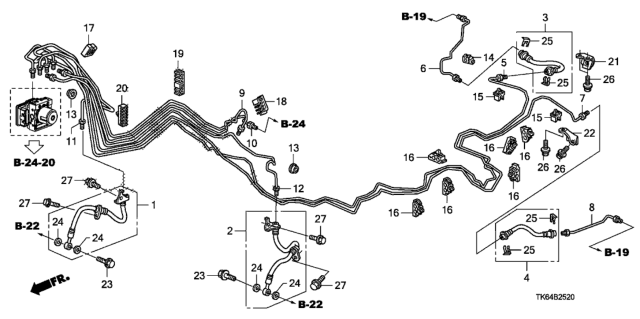 2009 Honda Fit Pipe U, Brake Diagram for 46374-TK6-A50