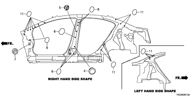 2013 Honda Civic Grommet (Side) Diagram