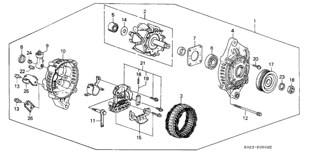 1989 Honda CRX Alternator (Mitsubishi) Diagram