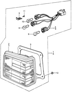 1981 Honda Civic Wire, L. Taillight Diagram for 33555-SA0-662