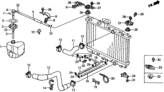 1988 Honda CRX Bracket, L. Radiator Mounting (Upper) Diagram for 74176-SH3-000