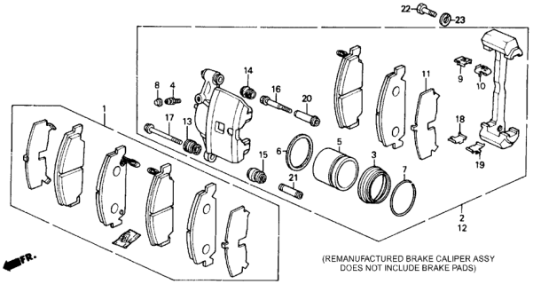 1988 Honda Civic Caliper Assembly, Passenger Side (Akebono) Diagram for 45210-SH3-A05