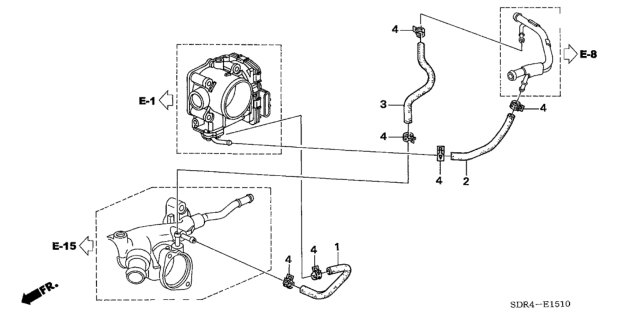 2007 Honda Accord Hybrid 4 Door HYBRID KA 5AT Water Hose Diagram
