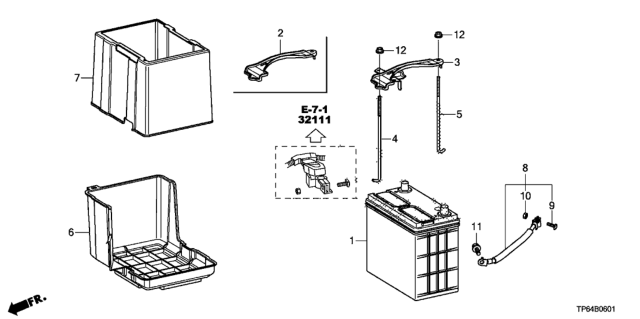 2013 Honda Crosstour 5 Door EXL (4 CYLINDER) KA 5AT Battery (L4) Diagram