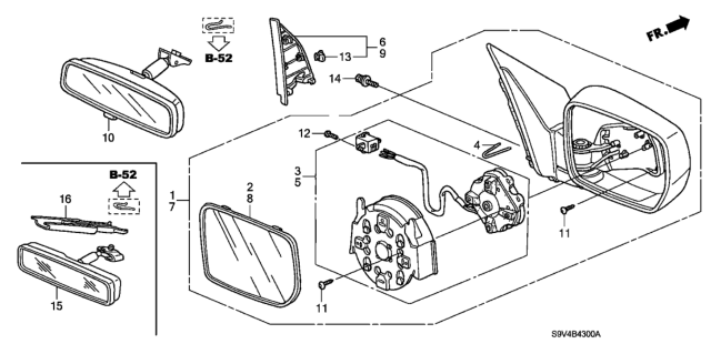 2006 Honda Pilot Actuator Sub-Assembly, Driver Side (Heated) Diagram for 76215-S9V-C01