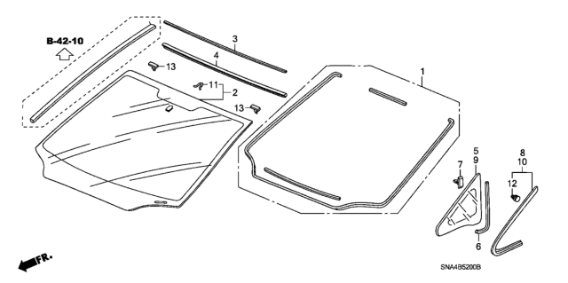 2008 Honda Civic Glass, Front Windshield (Green) (Agc) Diagram for 73111-SNA-A01