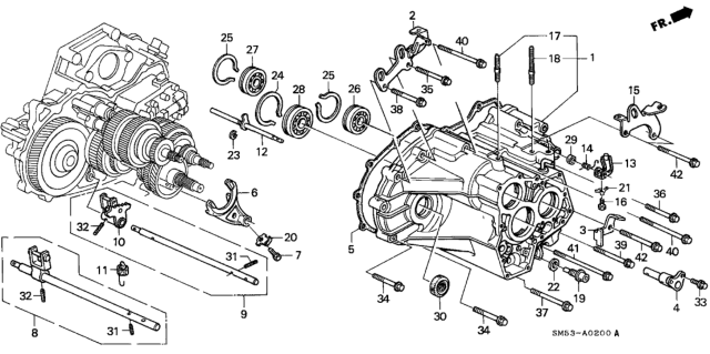 1993 Honda Accord 5 Door LX KL 4AT AT Transmission Housing Diagram