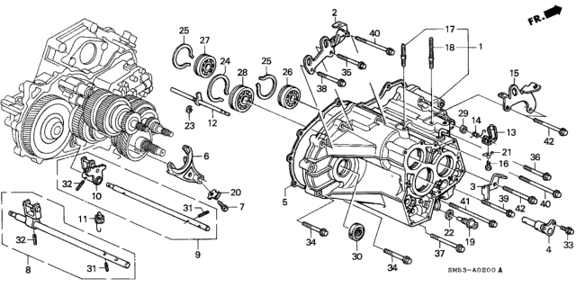 1992 Honda Accord AT Transmission Housing Diagram